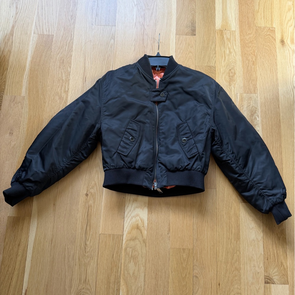 Maje Black/Orange Bomber Jacket
